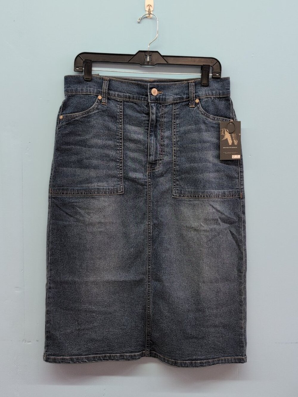 Nine West Casual Denim Women's Skirt With Front Pockets Size 8 Maple